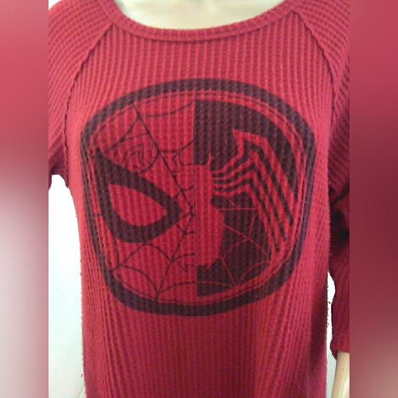 MARVEL Red Spider-Man Graphic WAFFLE Tunic Dress SUPER SOFT SZ. 1 ? PTP 21-26 - Picture 5 of 6